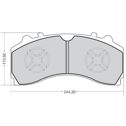 Picture of DPD008 - HEAVY DUTY BRAKE PAD - WVA29246 - MERCEDES AXOR MB MP3 - FRONT - 244.30 X 113.92 X 29.50