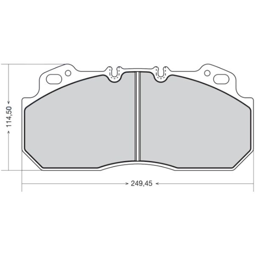 Picture of DPD950 - HEAVY DUTY BRAKE PAD - WVA29090 - RENAULT MAGNUM PREMIUM/ VOLVO B11 / B12 - FRONT - 249.45 X 114.50 X28.00