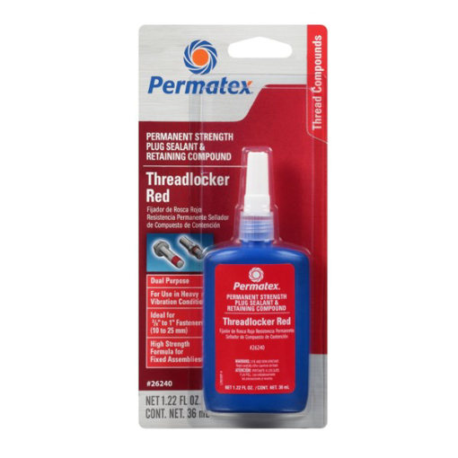 Picture of 26240 - PERMANENT STRENGTH THREADLOCKER RED & CUP/CORE PLUG SEALANT RETAINING COMPOUND