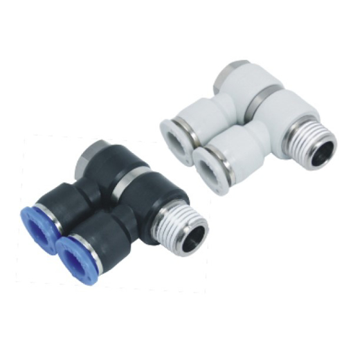 Picture of IPHT06-02(2) - Male Banjo Double Tee Push In Fitting - Tube To Male Thread - Technopolymer - 6 mm Tube To 1/4"
