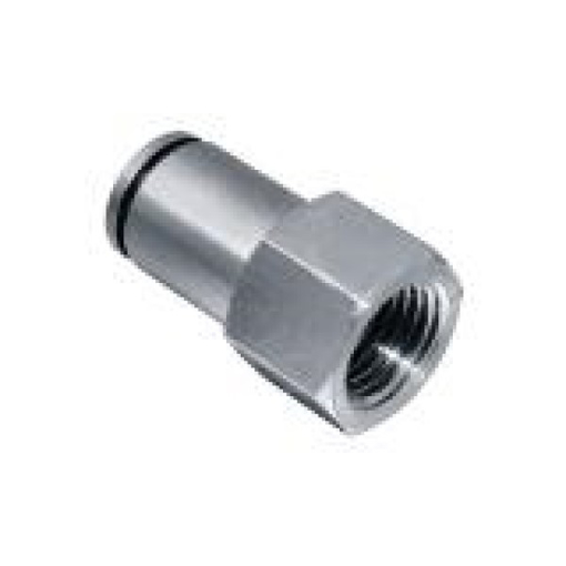 Picture of IPCFT08-02 - Female Stud Push In Fitting - Tube To Female Thread - Nickel Plated Brass - 8 mm Tube To 1/4"