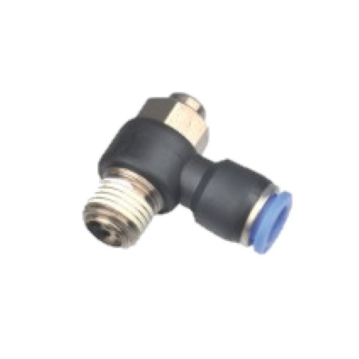 Picture of ISCA06-M5 - Male Elbow Flow Control Fitting - Tube To Male Thread - Technopolymer - 6mm Tube To M5 Sloted
