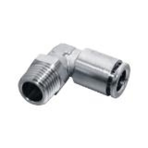 Picture of IPLT10-02 - Male Elbow Push In Fitting - Tube To Male Thread - Nickel Plated Brass - 10mm Tube To 1/4"
