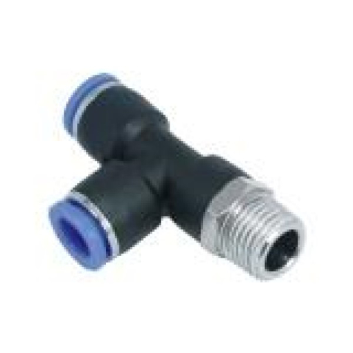 Picture of IPD06-M5 - Male Run Tee Push In Fitting - Tube To Male Thread - Technopolymer - 6 mm Tube To M5