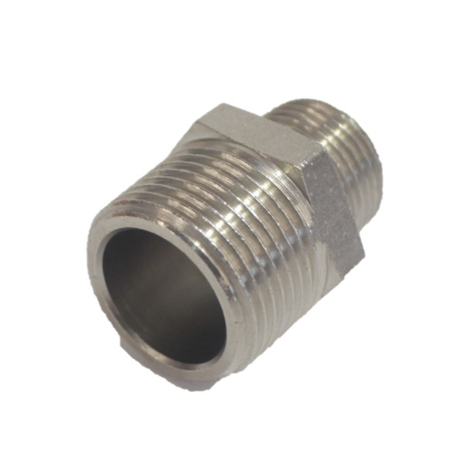 Picture of BC-01T02T - Nipple - Male Thread To Male Thread - Nickel Plated Brass - 1/8" To 1/4"