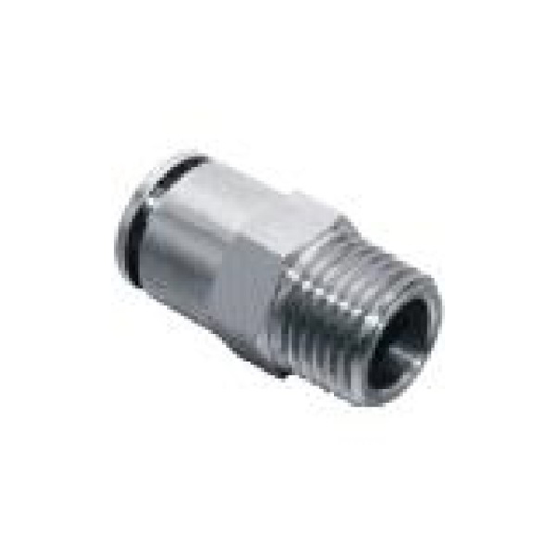 Picture of IPCT04-01 - Male Stud Push In Fitting - Tube To Male Thread - Nickel Plated Brass - 4 mm Tube To 1/8"