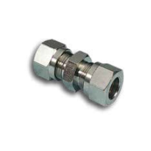 Picture of 2030800 - Straight Line Connector Compression Fitting - Tube To Tube - Nickel Plated Brass - 8 mm To 8 mm