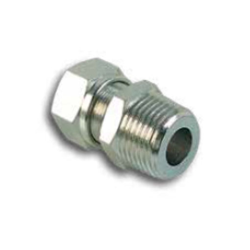 Picture of 2010614 - Male Stud Compression Fitting - Tube To Male Thread - Nickel Plated Brass - 6 mm To 1/4"