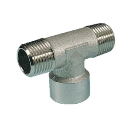 Picture of 11718 - Centre Female Tee - Male Thread To Female Thread - Nickel Plated Brass - 1/8" To 1/8"