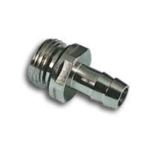Picture of 1190818 - Hose Adaptor - Male Thread To Hose Barb - Nickel Plated Brass - 8 mm To 1/8"
