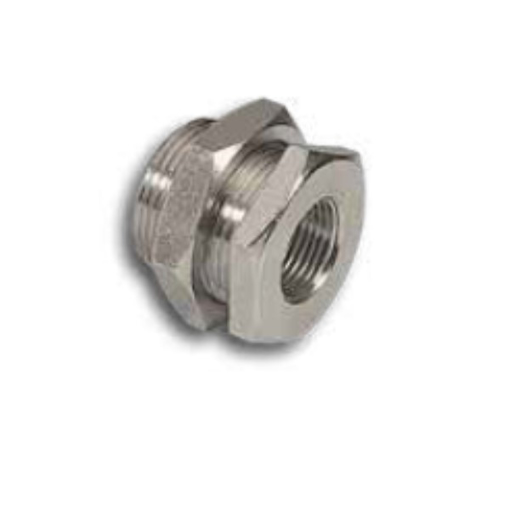 Picture of 12712 - Bulkhead - Female Thread To Female Thread - Nickel Plated Brass - 1/2"  
