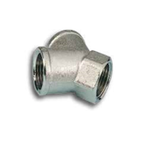 Picture of 12618 - Y Piece  - Female Thread To Female Thread - Nickel Plated Brass - 1/8"  