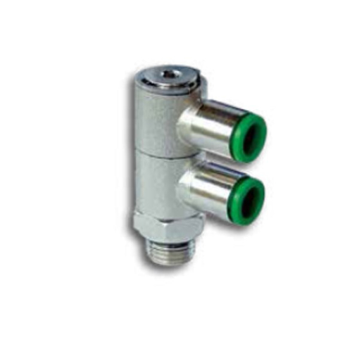 Picture of 330818 - Double Banjo Swivel Push In Fitting - Body Only - Brass - 8 mm Tube To  1/8"