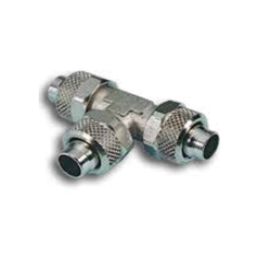 Picture of 3091200 - Tee Piece Quick Connect Fitting - Tube To Tube - Nickel Plated Brass - 12 mm To 12 mm