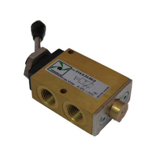 Picture of 214/2.32.55/2 - Mechanical Valve 1/4 Inch 3/2 N/C Lever Front Black