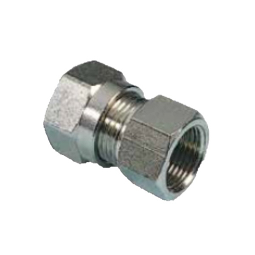 Picture of 2021014 - Female Stud Compression Fitting - Tube To Female Thread - Nickel Plated Brass - 10 mm To 1/4"