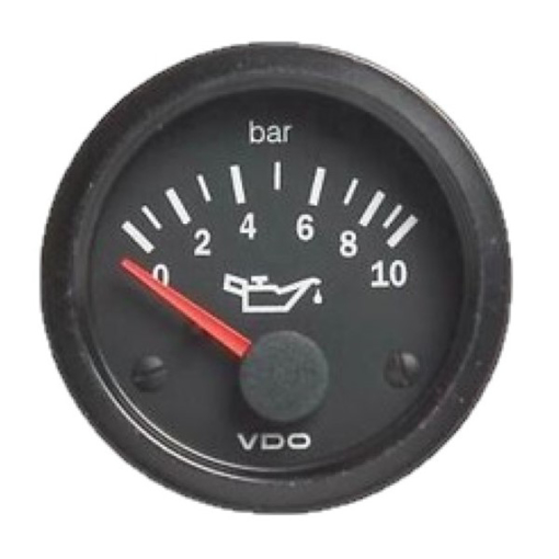 Picture of 350-010-007K - Pressure Gauge Oil Cockpit Vision 52mm 12V 10 Bar Black