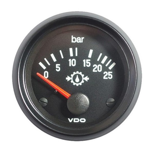 Picture of 350-030-005C - Pressure Gauge Transmission Cockpit International 52mm 12V 25 Bar Black