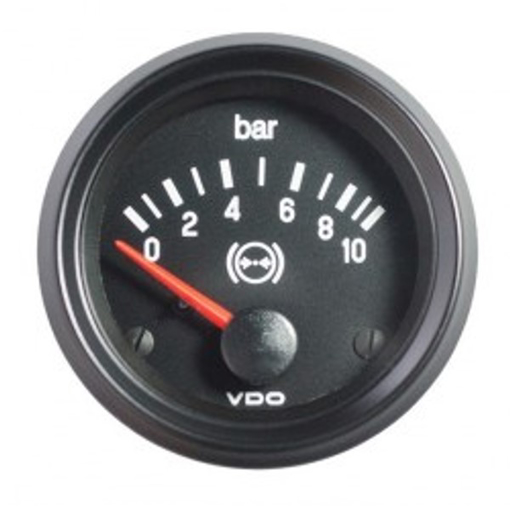Picture of 350-040-011G - Pressure Gauge Air Brake Cockpit International 52mm 24V 10 Bar Black