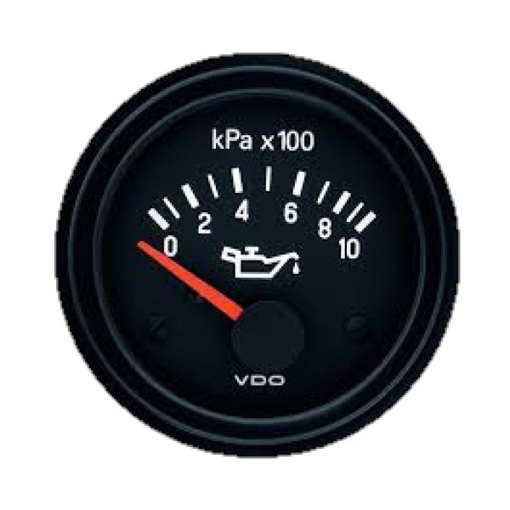 Picture of 350-040-017C - Pressure Gauge Oil Cockpit International 52mm 24V 1000 Kpa Black