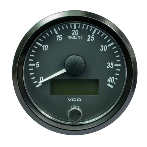 Picture of A2C3832990001 - Tachometer Engine RPM Singleviu 80 mm 12/24V 4000 RPM Black