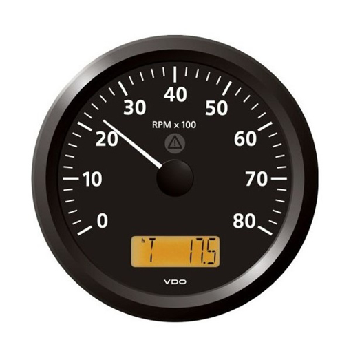 Picture of A2C59512418 - Tachourmeter Engine RPM Viewline 110 mm 12/24V 8000 RPM Black