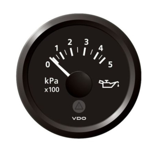 Picture of A2C59514127 - Pressure Gauge Oil Viewline 52mm 12/24V 500 Kpa Black