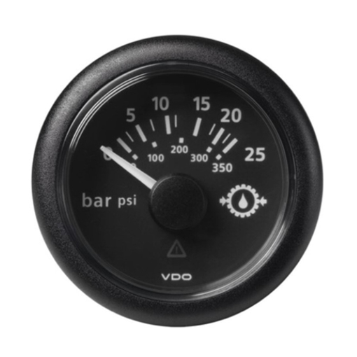Picture of A2C59514136 - Pressure Gauge Transmission Viewline 52mm 12/24V 25 Bar Black