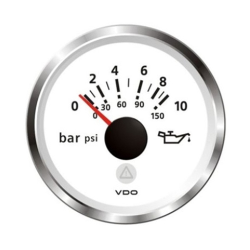 Picture of A2C59514200 - Pressure Gauge Oil Viewline 52mm 12/24V 10 Bar White