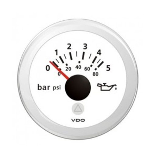 Picture of A2C59514211 - Pressure Gauge Oil Viewline 52mm 12/24V 5 Bar White