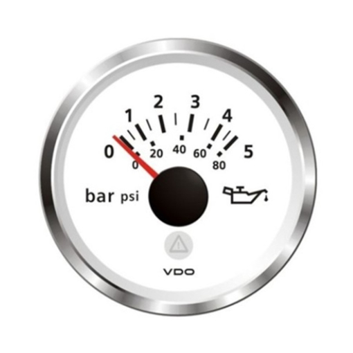 Picture of A2C59514212 - Pressure Gauge Oil Viewline 52mm 12/24V 5 Bar White