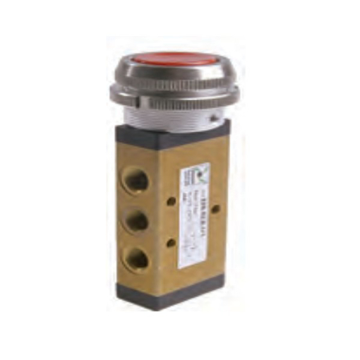 Picture of 228.52.6.1/2 - Mechanical Valve 1/8 Inch 5/2 Push Button Black Ø30 Spring