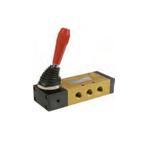 Picture of 224.52.9/2 - Mechanical Valve 1/4 Inch 5/2 Lever Lateral 2 Positions Blk